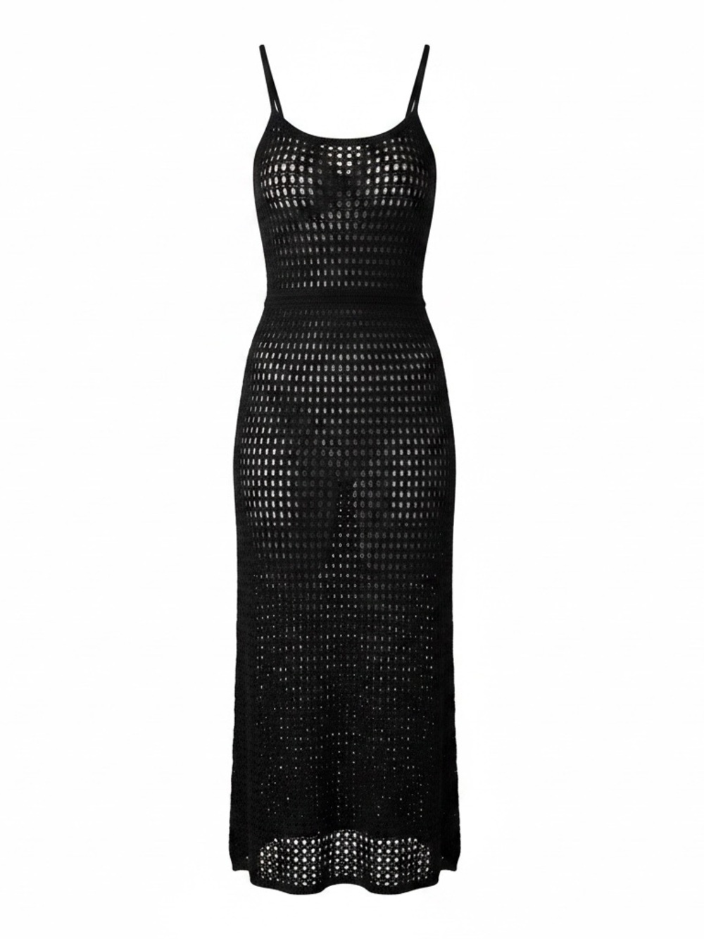 Black Crochet Swim cover with Spaghetti Straps
